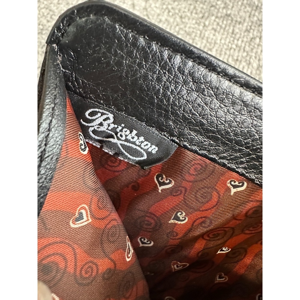 Vintage Brighton‎ Mini Crossbody Wallet Organizer Pebbled Black Leather Braided - Picture 8 of 10